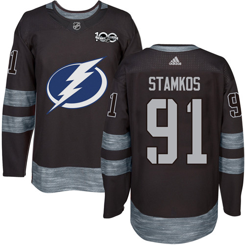 Herren Tampa Bay Lightning Eishockey Trikot Steven Stamkos #91 Authentic Schwarz 1917-2017 100th Anniversary